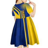 Colombia Flag Colors Kid Short Sleeve Dress with National Crest and Libertad y Orden Motto Design - Wonder Print Shop