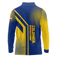 Colombia Flag Colors Long Sleeve Polo Shirt with National Crest and Libertad y Orden Motto Design - Wonder Print Shop