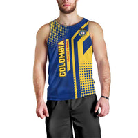 Colombia Flag Colors Men Tank Top with National Crest and Libertad y Orden Motto Design - Wonder Print Shop