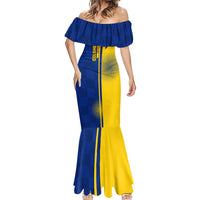 Colombia Flag Colors Mermaid Dress with National Crest and Libertad y Orden Motto Design - Wonder Print Shop