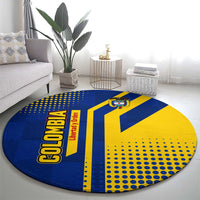 Colombia Flag Colors Round Carpet with National Crest and Libertad y Orden Motto Design - Wonder Print Shop