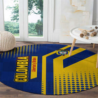 Colombia Flag Colors Round Carpet with National Crest and Libertad y Orden Motto Design - Wonder Print Shop
