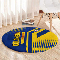 Colombia Flag Colors Round Carpet with National Crest and Libertad y Orden Motto Design - Wonder Print Shop