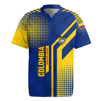 Colombia Flag Colors Rugby Jersey with National Crest and Libertad y Orden Motto Design - Wonder Print Shop