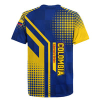 Colombia Flag Colors Rugby Jersey with National Crest and Libertad y Orden Motto Design - Wonder Print Shop