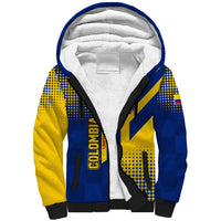 Colombia Flag Colors Sherpa Hoodie with National Crest and Libertad y Orden Motto Design - Wonder Print Shop