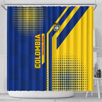 Colombia Flag Colors Shower Curtain with National Crest and Libertad y Orden Motto Design - Wonder Print Shop