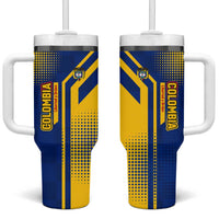 Colombia Flag Colors Tumbler With Handle with National Crest and Libertad y Orden Motto Design - Wonder Print Shop
