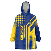 Colombia Flag Colors Wearable Blanket Hoodie with National Crest and Libertad y Orden Motto Design - Wonder Print Shop