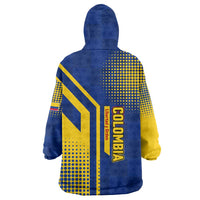 Colombia Flag Colors Wearable Blanket Hoodie with National Crest and Libertad y Orden Motto Design - Wonder Print Shop