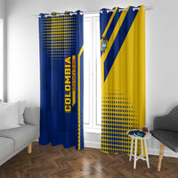Colombia Flag Colors Window Curtain with National Crest and Libertad y Orden Motto Design - Wonder Print Shop