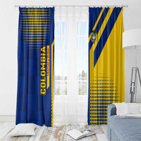 Colombia Flag Colors Window Curtain with National Crest and Libertad y Orden Motto Design - Wonder Print Shop
