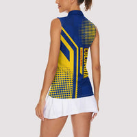 Colombia Flag Colors Women Sleeveless Polo Shirt with National Crest and Libertad y Orden Motto Design - Wonder Print Shop