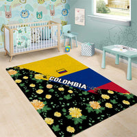 Colombia Yellow Flower Pattern Area Rug with Flag Colors and Floree de Libertad Design - Wonder Print Shop