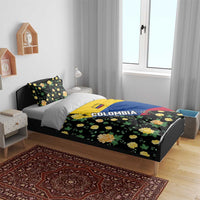 Colombia Yellow Flower Pattern Bedding Set with Flag Colors and Floree de Libertad Design - Wonder Print Shop