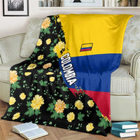 Colombia Yellow Flower Pattern Blanket with Flag Colors and Floree de Libertad Design - Wonder Print Shop
