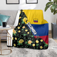 Colombia Yellow Flower Pattern Blanket with Flag Colors and Floree de Libertad Design - Wonder Print Shop