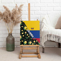 Colombia Yellow Flower Pattern Canvas Wall Art with Flag Colors and Floree de Libertad Design - Wonder Print Shop