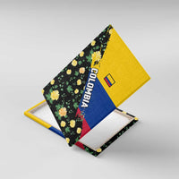 Colombia Yellow Flower Pattern Canvas Wall Art with Flag Colors and Floree de Libertad Design - Wonder Print Shop