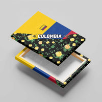 Colombia Yellow Flower Pattern Canvas Wall Art with Flag Colors and Floree de Libertad Design - Wonder Print Shop