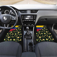 Colombia Yellow Flower Pattern Car Mats with Flag Colors and Floree de Libertad Design - Wonder Print Shop