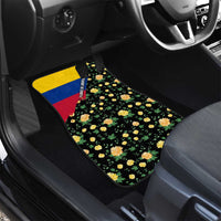 Colombia Yellow Flower Pattern Car Mats with Flag Colors and Floree de Libertad Design - Wonder Print Shop