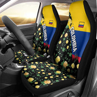 Colombia Yellow Flower Pattern Car Seat Cover with Flag Colors and Floree de Libertad Design - Wonder Print Shop