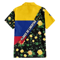 Colombia Yellow Flower Pattern Family Matching Puletasi and Hawaiian Shirt with Flag Colors and Floree de Libertad Design - Wonder Print Shop