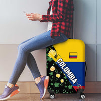Colombia Yellow Flower Pattern Luggage Cover with Flag Colors and Floree de Libertad Design - Wonder Print Shop
