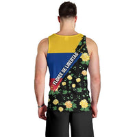 Colombia Yellow Flower Pattern Men Tank Top with Flag Colors and Floree de Libertad Design - Wonder Print Shop