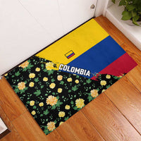 Colombia Yellow Flower Pattern Rubber Doormat with Flag Colors and Floree de Libertad Design - Wonder Print Shop