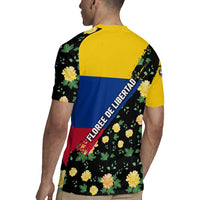 Colombia Yellow Flower Pattern Rugby Jersey with Flag Colors and Floree de Libertad Design - Wonder Print Shop