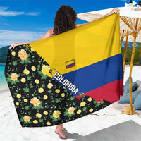 Colombia Yellow Flower Pattern Sarong with Flag Colors and Floree de Libertad Design - Wonder Print Shop