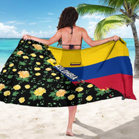 Colombia Yellow Flower Pattern Sarong with Flag Colors and Floree de Libertad Design - Wonder Print Shop