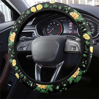 Colombia Yellow Flower Pattern Steering Wheel Cover with Flag Colors and Floree de Libertad Design - Wonder Print Shop