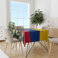 Colombia Yellow Flower Pattern Tablecloth with Flag Colors and Floree de Libertad Design - Wonder Print Shop