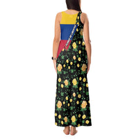 Colombia Yellow Flower Pattern Tank Maxi Dress with Flag Colors and Floree de Libertad Design - Wonder Print Shop