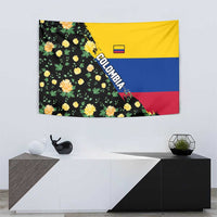 Colombia Yellow Flower Pattern Tapestry with Flag Colors and Floree de Libertad Design - Wonder Print Shop