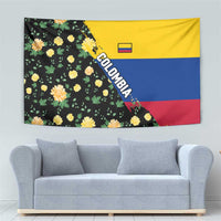 Colombia Yellow Flower Pattern Tapestry with Flag Colors and Floree de Libertad Design - Wonder Print Shop
