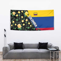 Colombia Yellow Flower Pattern Tapestry with Flag Colors and Floree de Libertad Design - Wonder Print Shop