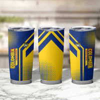 Colombia Yellow Flower Pattern Tumbler Cup with Flag Colors and Floree de Libertad Design - Wonder Print Shop
