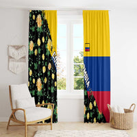 Colombia Yellow Flower Pattern Window Curtain with Flag Colors and Floree de Libertad Design - Wonder Print Shop