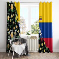 Colombia Yellow Flower Pattern Window Curtain with Flag Colors and Floree de Libertad Design - Wonder Print Shop