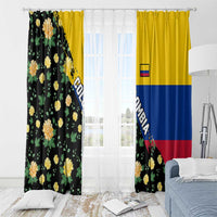 Colombia Yellow Flower Pattern Window Curtain with Flag Colors and Floree de Libertad Design - Wonder Print Shop