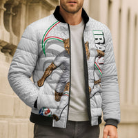Personalized Iran Football Cheetah Bomber Puffer Jacket Team Melli Persian Soccer Graphic Art