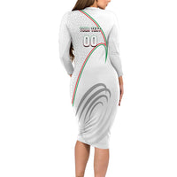 Personalized Iran Football Cheetah Long Sleeve Bodycon Dress Team Melli Persian Soccer Graphic Art