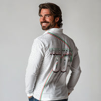Personalized Iran Football Cheetah Long Sleeve Polo Shirt Team Melli Persian Soccer Graphic Art