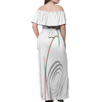 Personalized Iran Football Cheetah Off Shoulder Maxi Dress Team Melli Persian Soccer Graphic Art