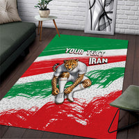 Personalized Iran Football Team Melli Area Rug Iranian Cheetah Patriotic Flag