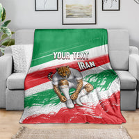 Personalized Iran Football Team Melli Blanket Iranian Cheetah Patriotic Flag